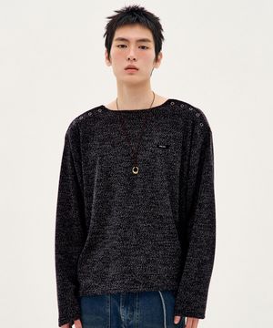 Shoulder Snap Knit Pullover - Black