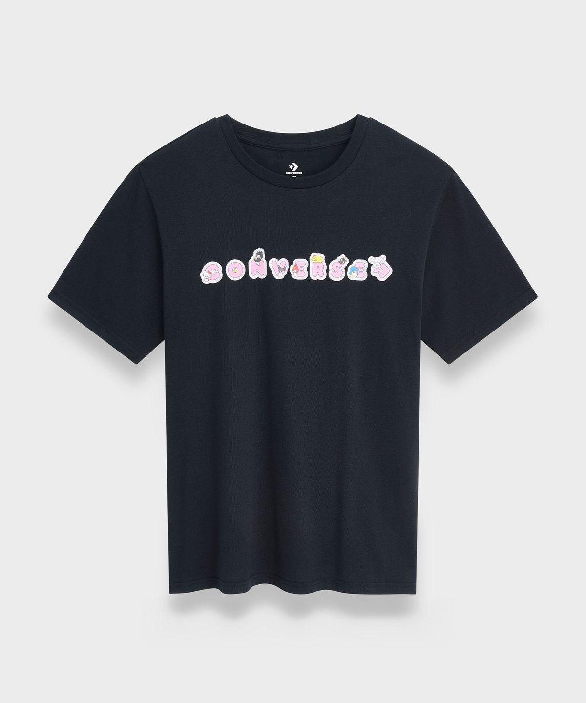 컨버스(CONVERSE) 컨버스 X 산리오캐릭터즈 스티커 티셔츠 블랙 CVM5T517-BLK