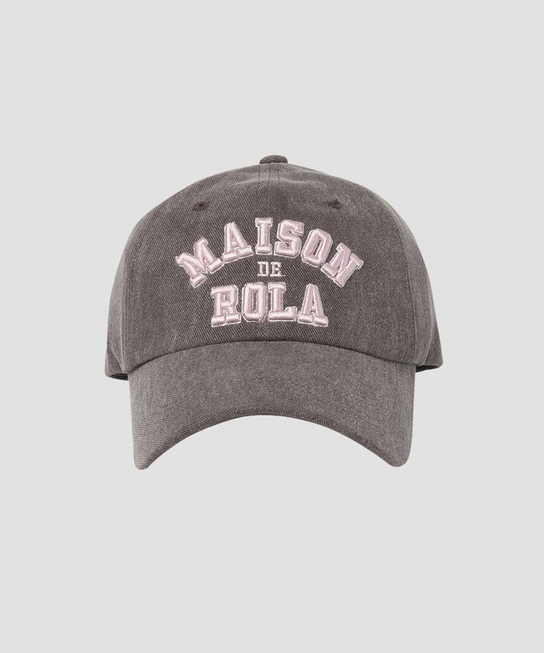 MAISON DE ROLA CAMPUS LOGO PIGMENT BALL CAP BROWN
