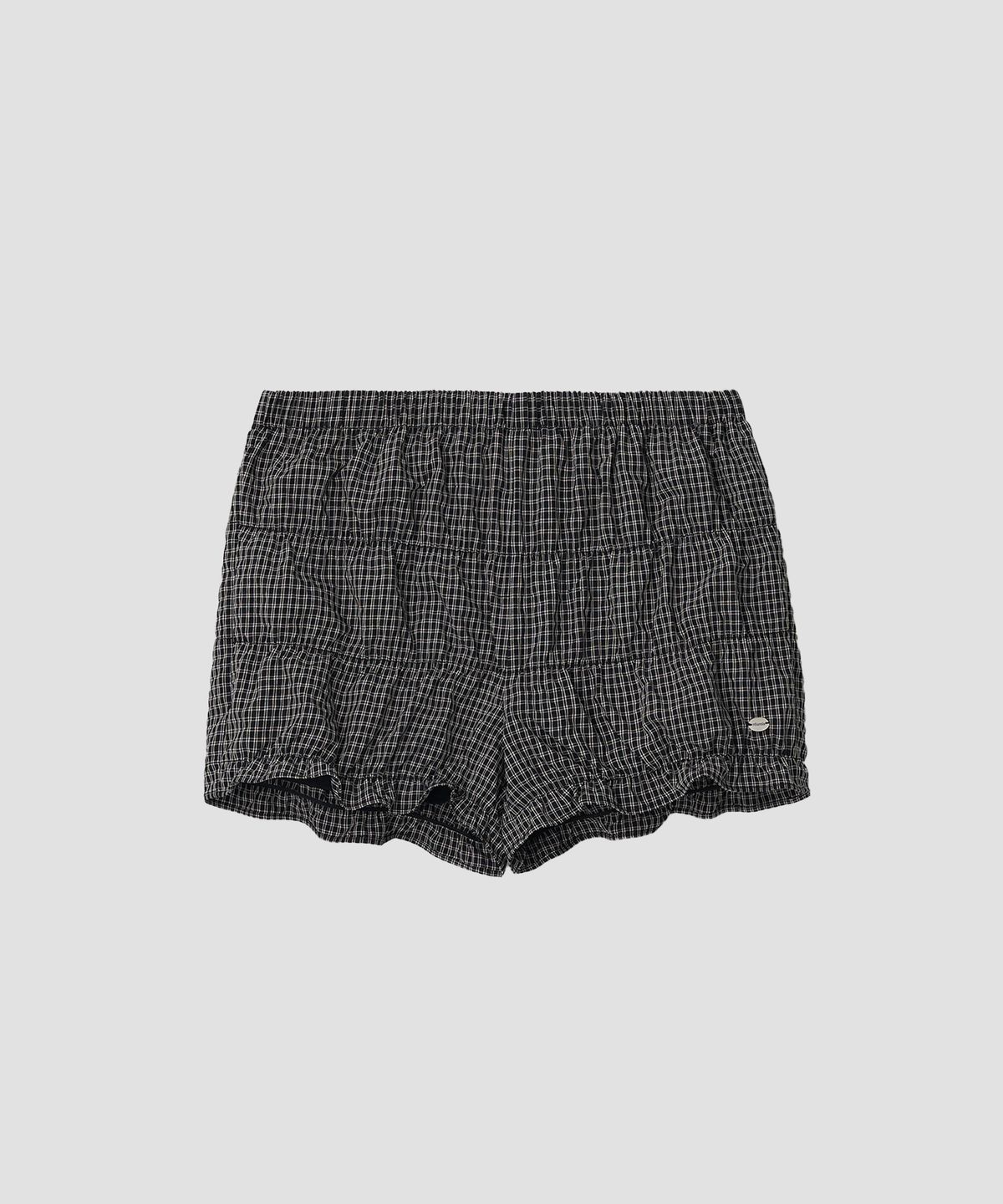 로라로라(ROLAROLA) CHECK SHIRRING SHORT PANTS BLACK