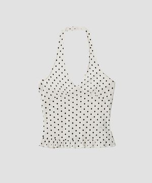 DOT HALTER SLEEVELESS TOP IVORY