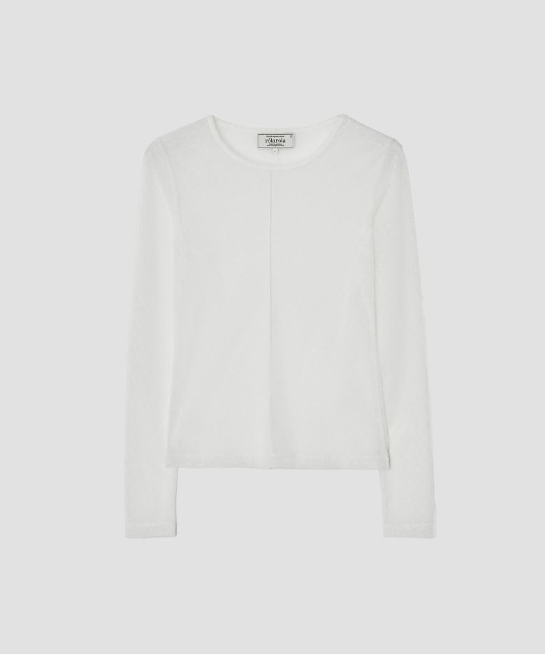 DOT SHEER LONG SLEEVE WHITE