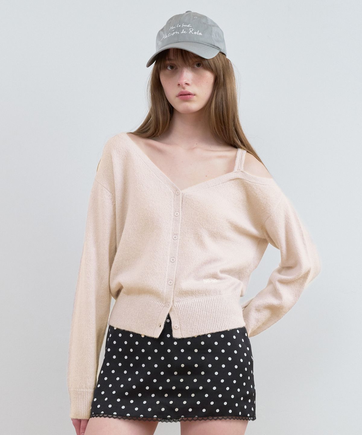로라로라(ROLAROLA) ONE OFF SHOULDER CARDIGAN L/PINK