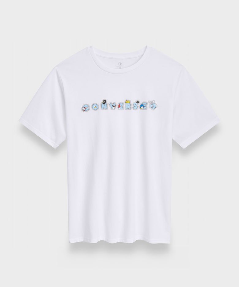 컨버스 X 산리오캐릭터즈 스티커 티셔츠 화이트 10A CVM5T517-WHT