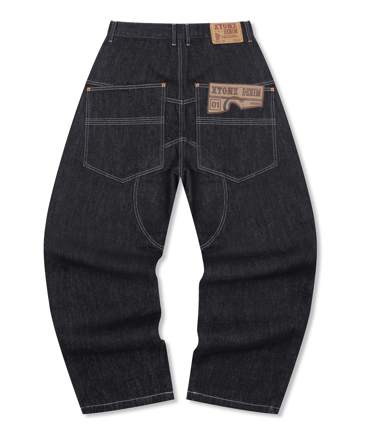 엑스톤즈(XTONZ) XP329 헤리티지 배기 데님 팬츠 (BLACK)