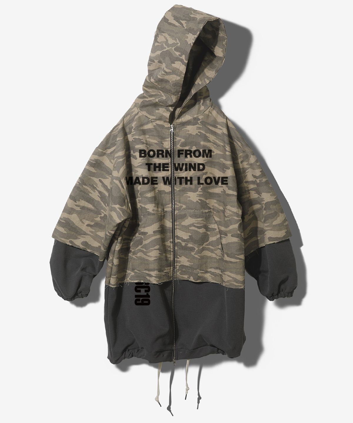 팬쇼(FANSHOW) MWL RAW CUT LAYERED HOODED ZIP UP - DESERT CAMO