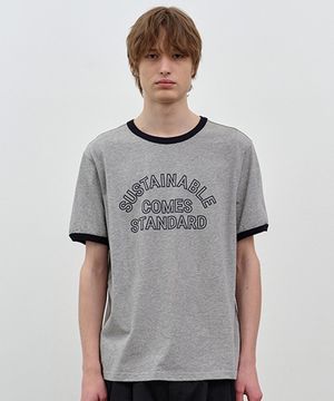 코튼 링거 반팔 티셔츠 Melange Gray