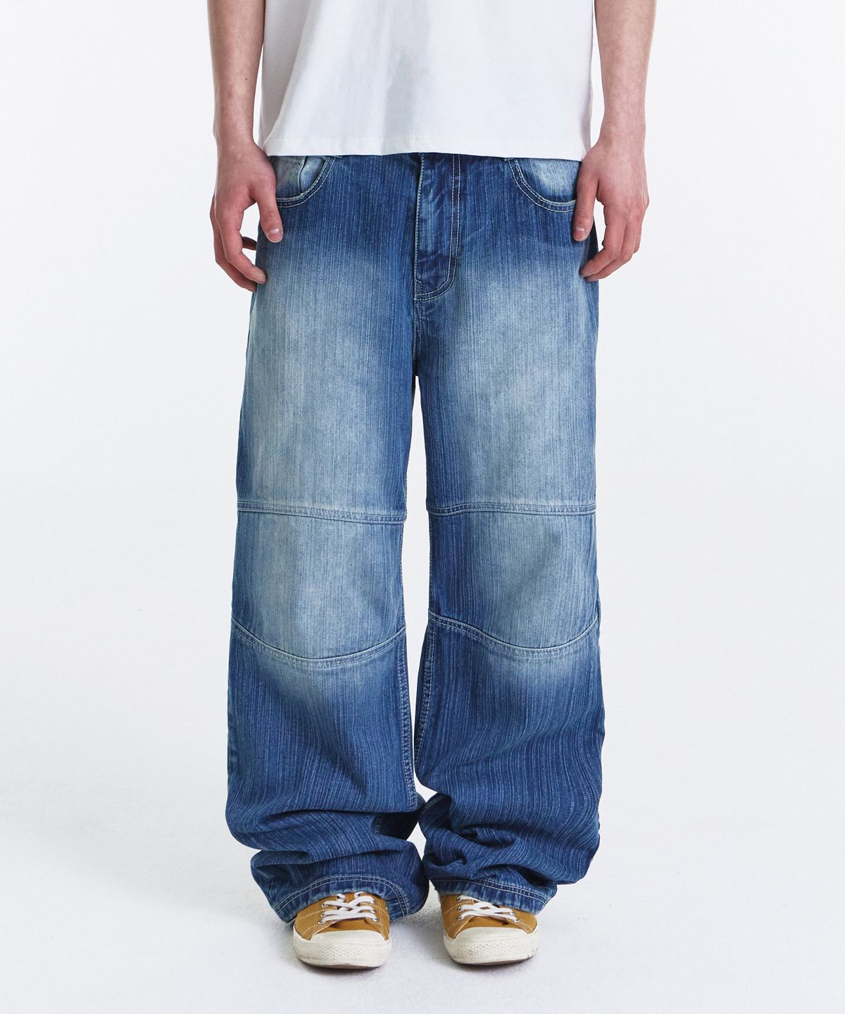 기철(KICHUL) Slub Biker Straight Denim Pants (Indigo)