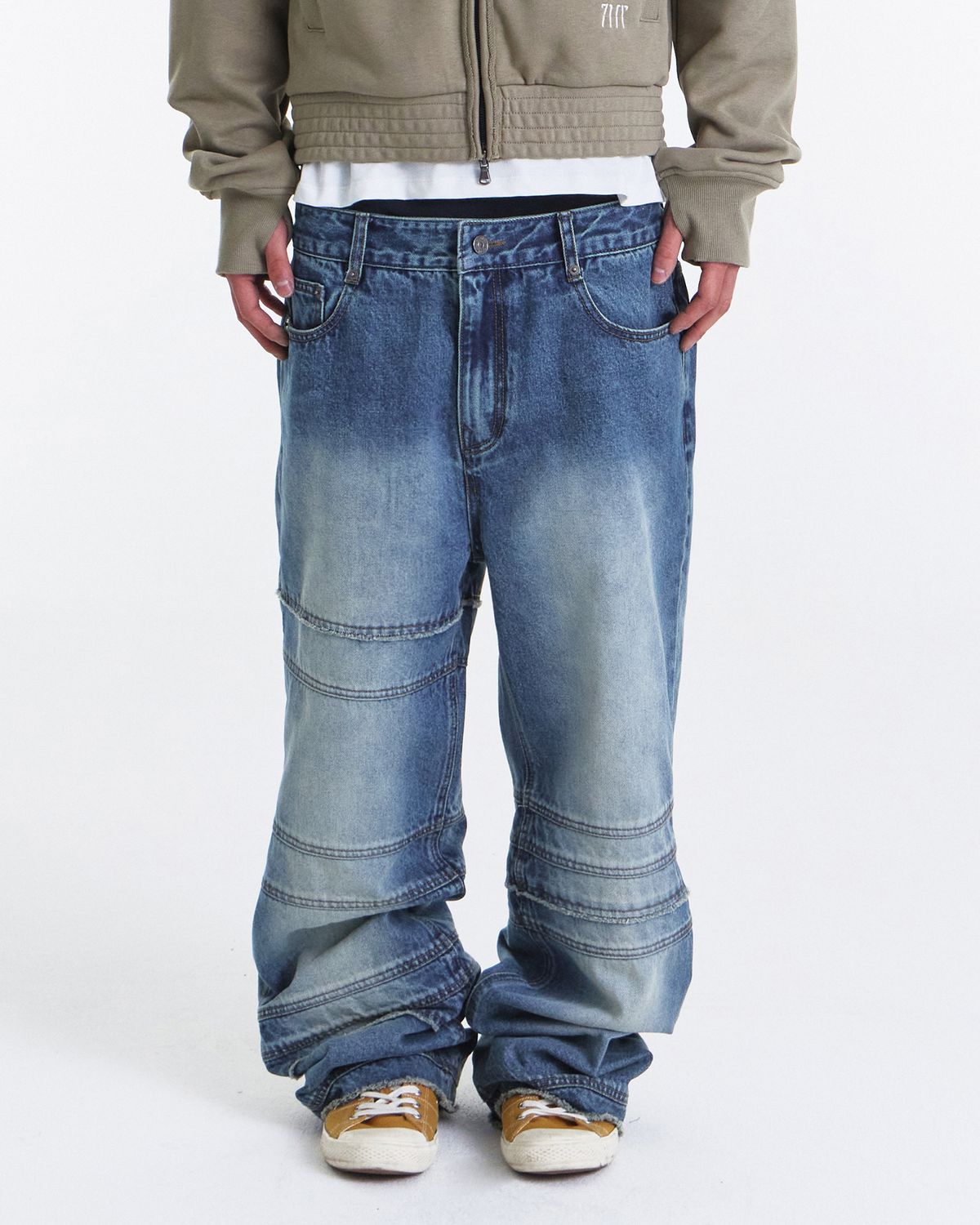 기철(KICHUL) Bind Raw Cut Straight Denim Pants (Indigo)