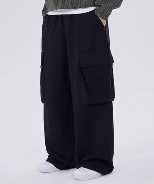 빅포켓 와이드 스웨트팬츠 블랙