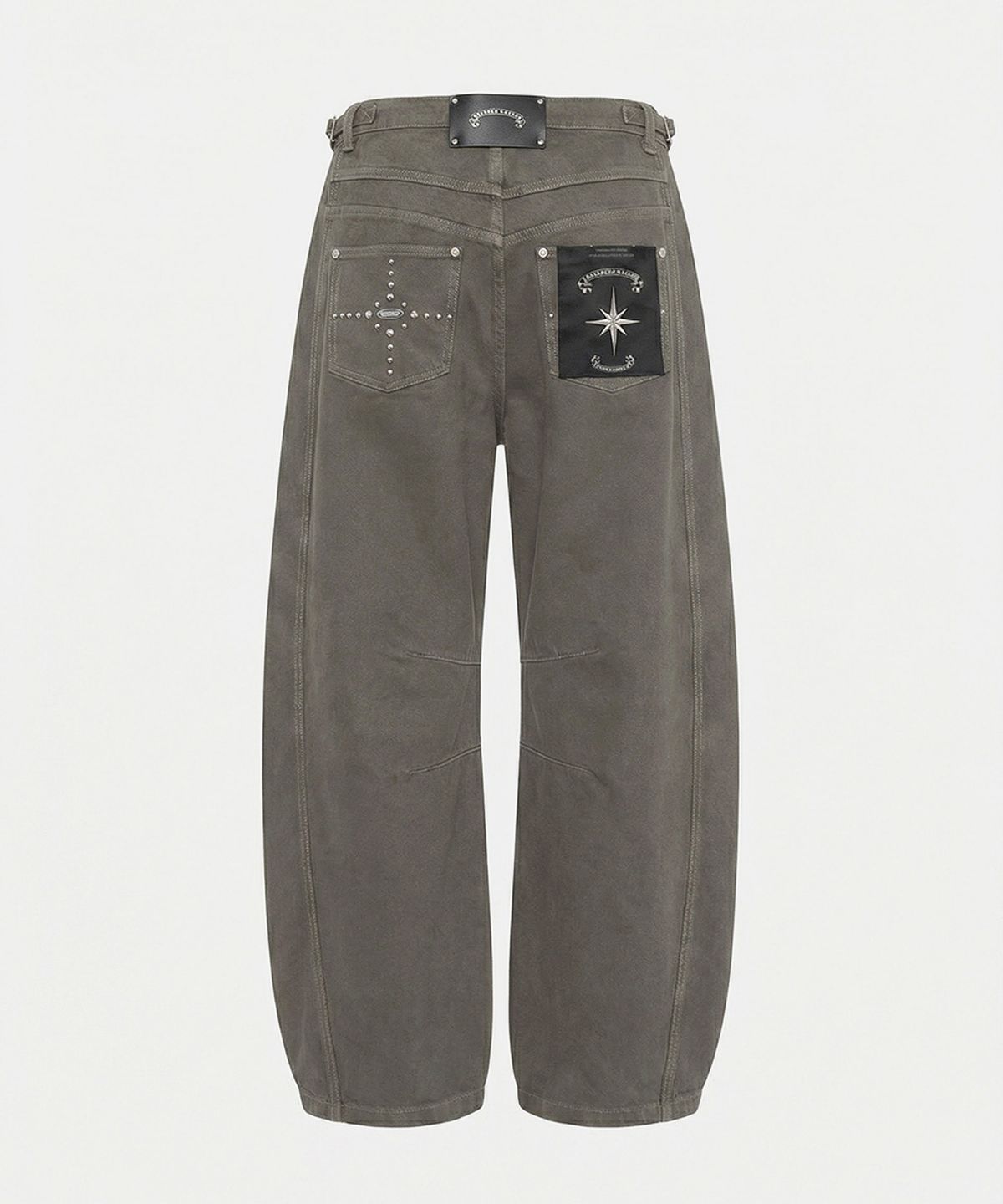 배드블러드(BADBLOOD) Star-Studded Barrel Pants - Brown