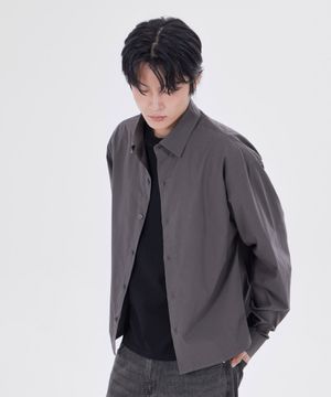 스테디 페이퍼 코튼 크롭 셔츠 차콜