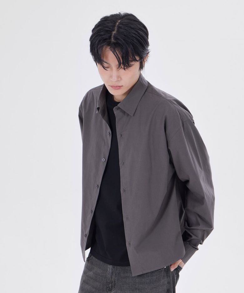 스테디 페이퍼 코튼 크롭 셔츠 차콜