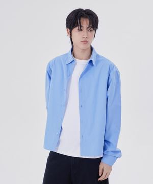 스테디 페이퍼 코튼 크롭 셔츠 블루