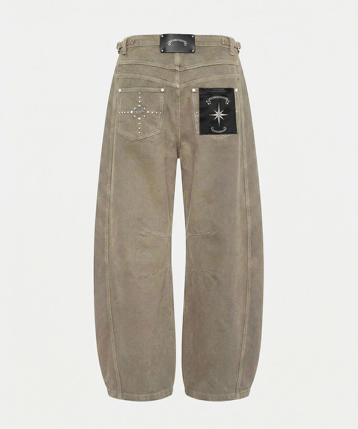 배드블러드(BADBLOOD) Star-Studded Barrel Pants - Beige