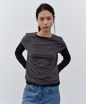 W 모달 긴팔 티셔츠 Black