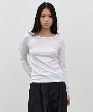 W 모달 긴팔 티셔츠 White