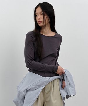 W 모달 긴팔 티셔츠 Charcoal