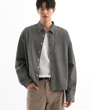 마틴 체크 크롭 셔츠 ( 블랙 )