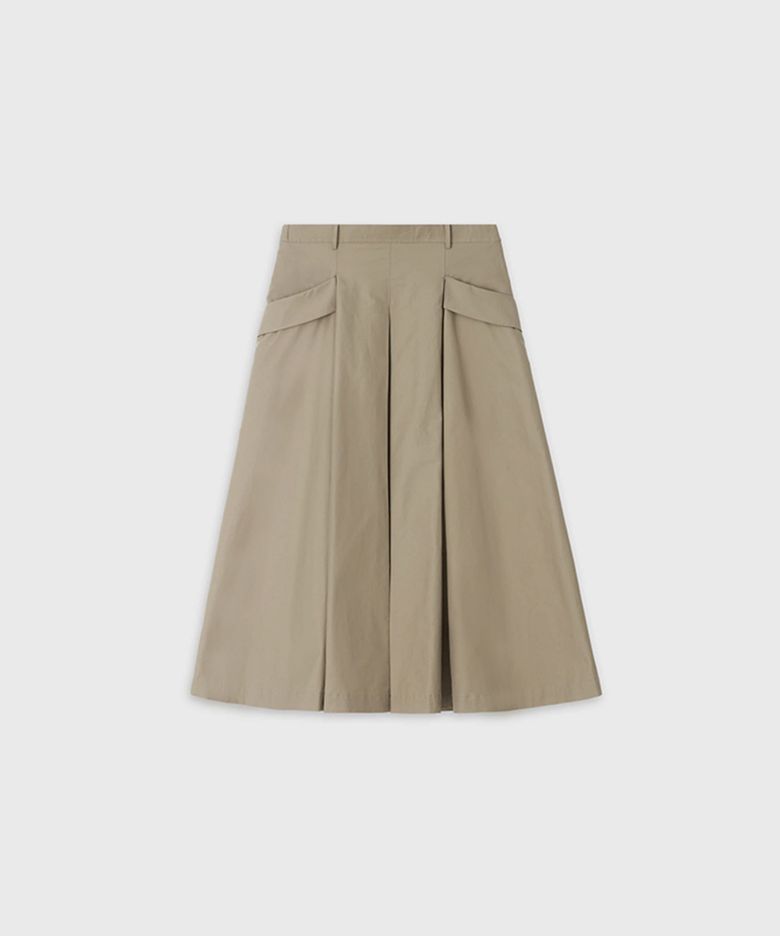 BOX PLEATS POCKET SKIRT_KHAKI