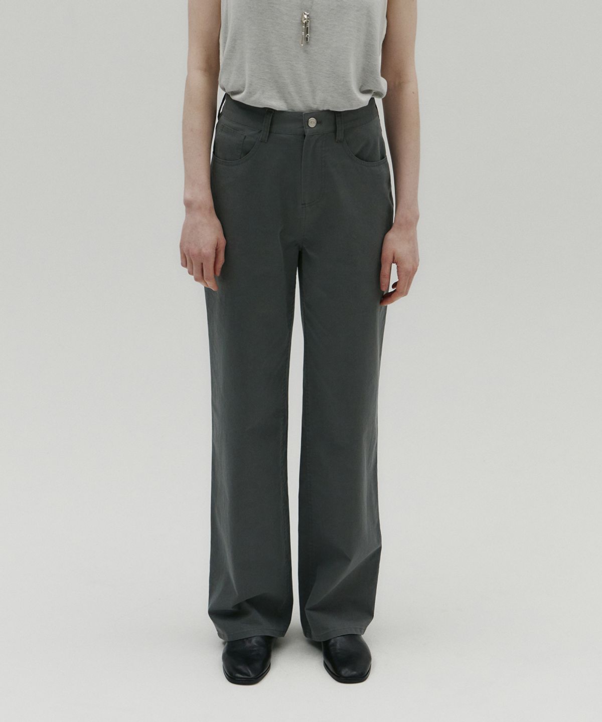 솔티페블(SALTY PEBBLE) VINTAGE WASHED COTTON PANTS [GREY]