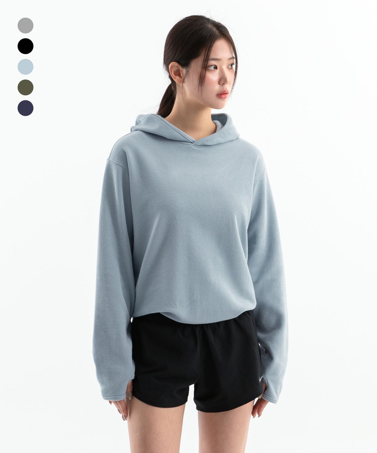 브렌슨(BRENSON) [시티시어] 와플 핑거홀 후드 롱슬리브 ( 5Color )