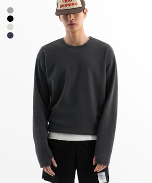 시티시어 와플 핑거홀 라운드 롱슬리브 ( 4Color )