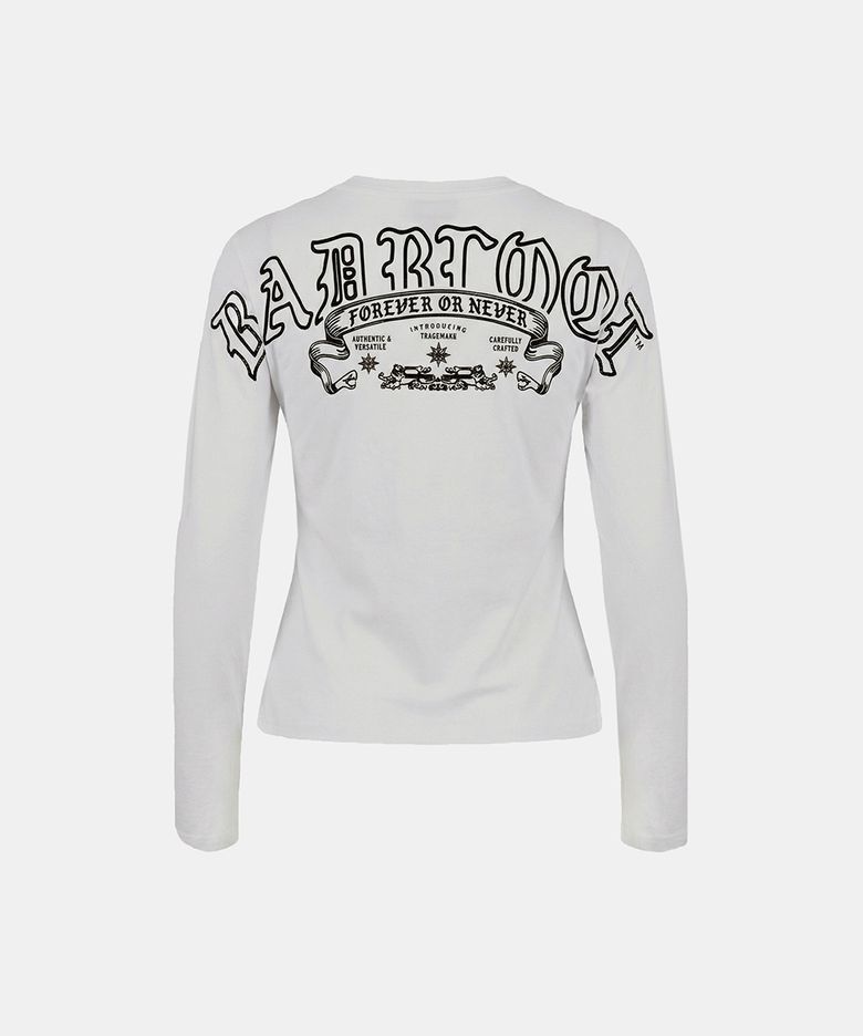 Mystic Print Fitted Long Sleeve T-Shirt - White