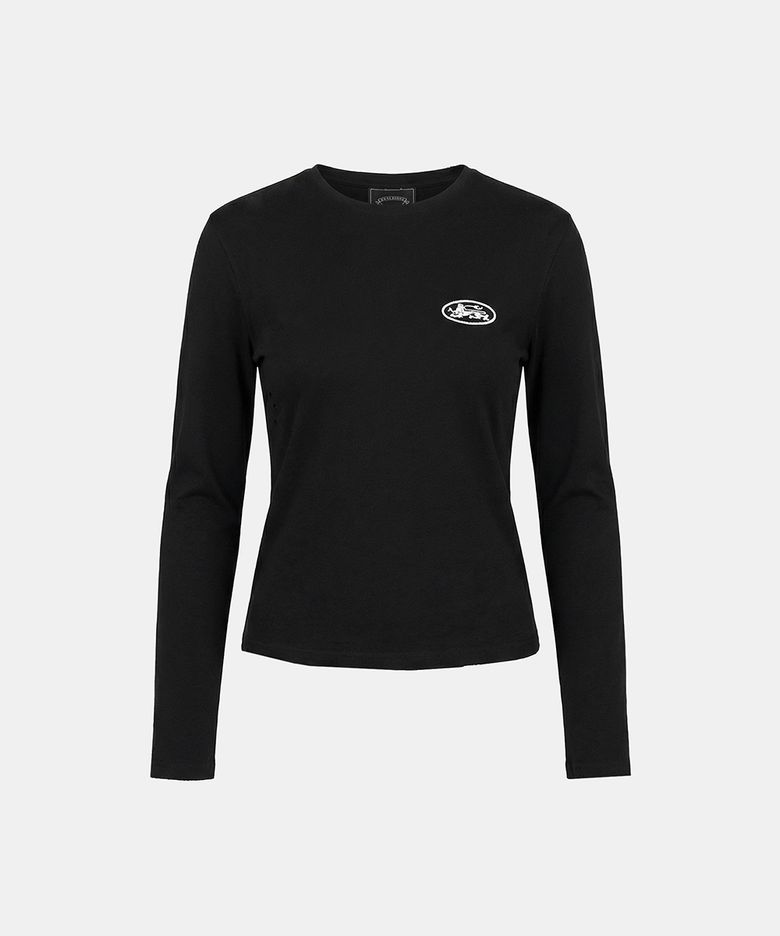 Mystic Print Fitted Long Sleeve T-Shirt - Black