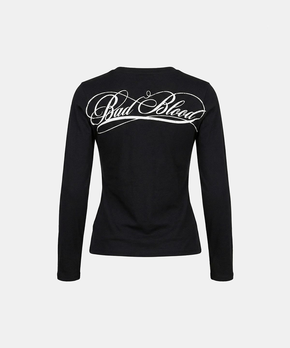 배드블러드(BADBLOOD) Dark Classic Logo Fitted Long Sleeve T-Shirt - Black
