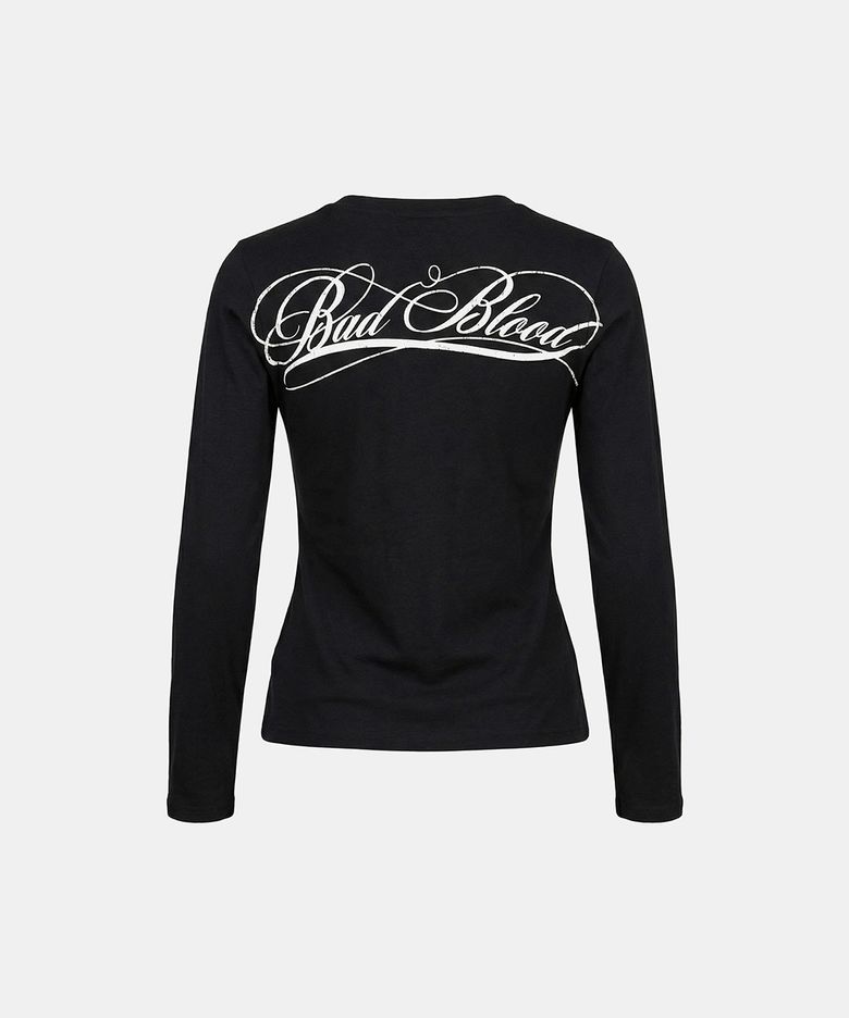 Dark Classic Logo Fitted Long Sleeve T-Shirt - Black