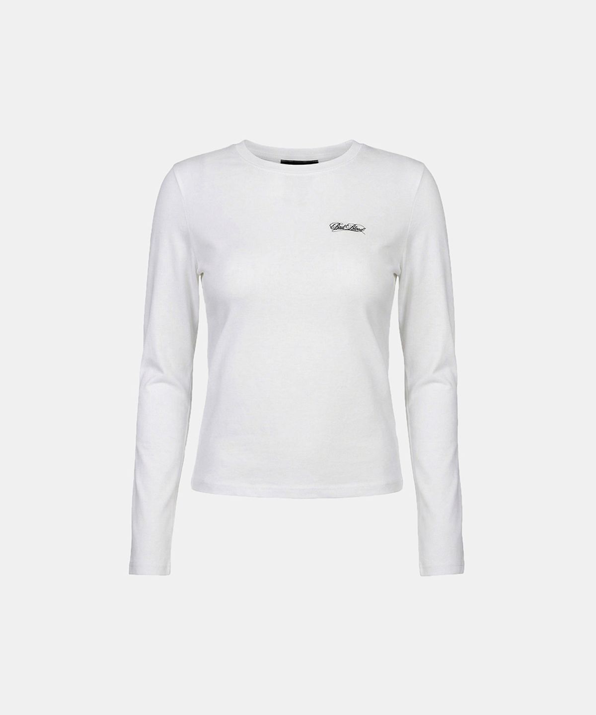 배드블러드(BADBLOOD) Dark Classic Logo Fitted Long Sleeve T-Shirt - White