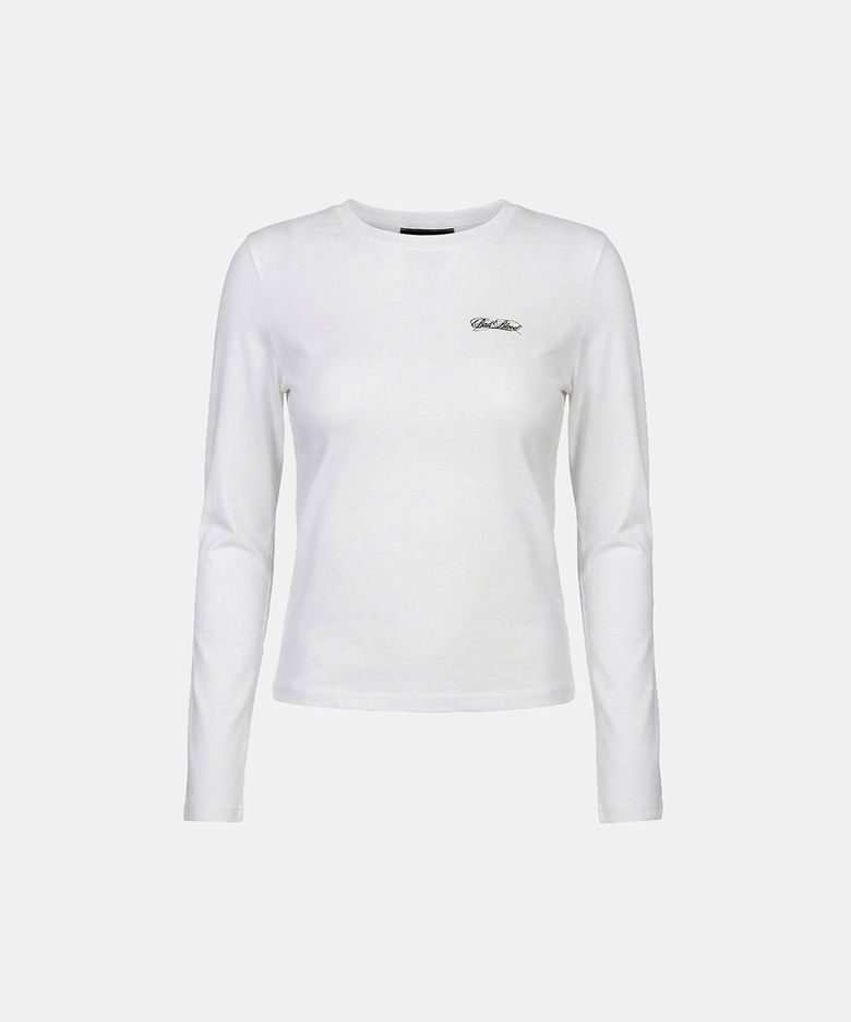 Dark Classic Logo Fitted Long Sleeve T-Shirt - White