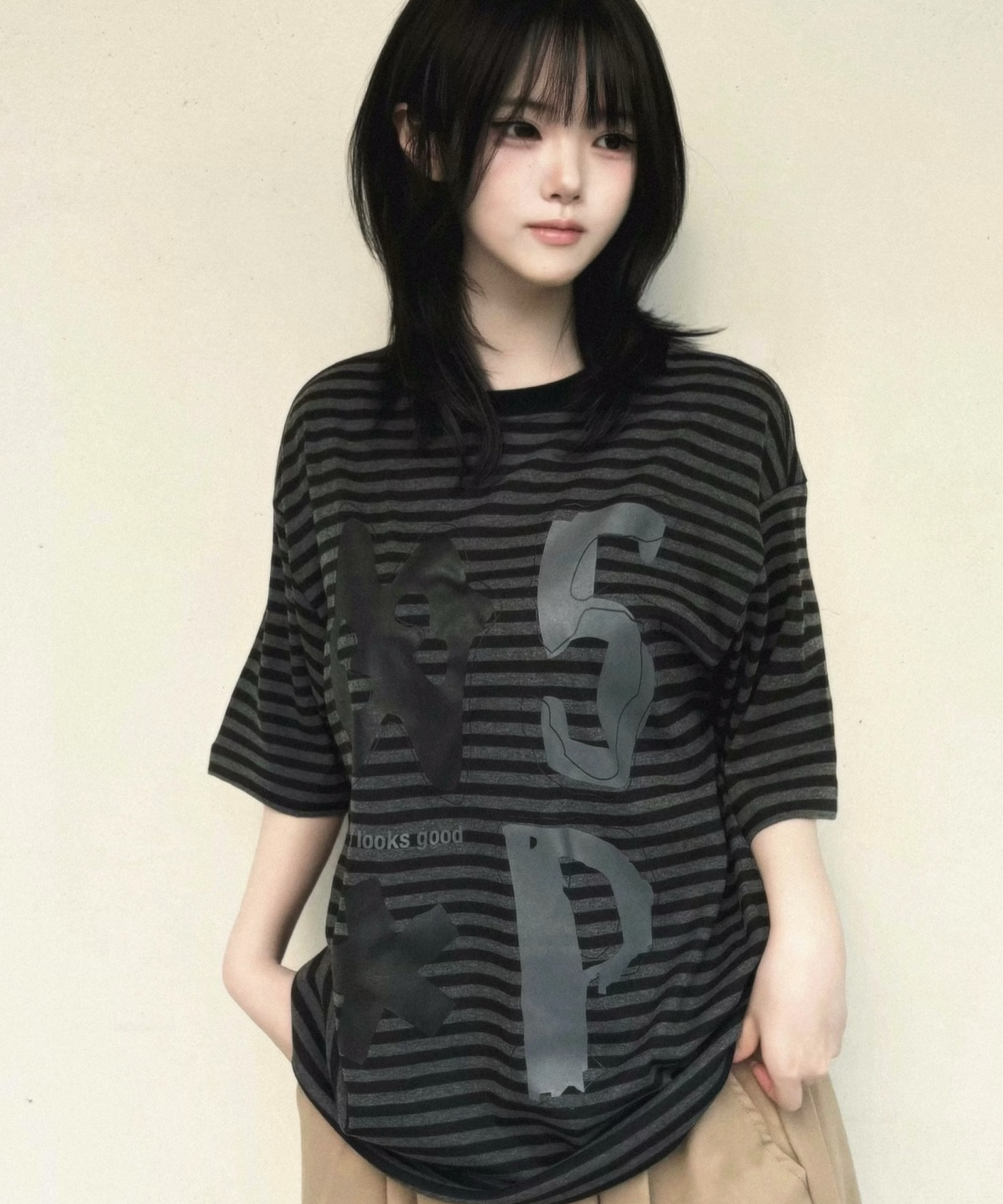 아이돈워너셀(IDWS) Piece Stripe T-Shirt Black