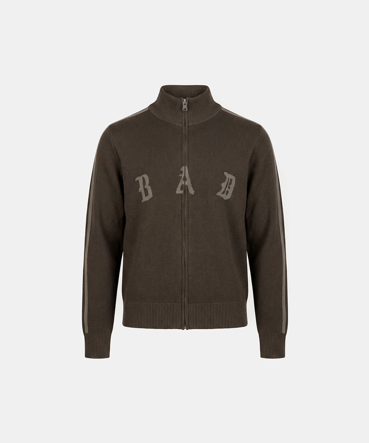 배드블러드(BADBLOOD) BAD Full-Zip Knit Track Top - Tobacco