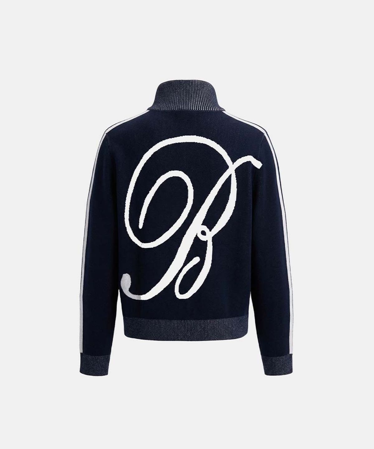배드블러드(BADBLOOD) Big B Logo Full-Zip Knit Track Top - Navy Blue