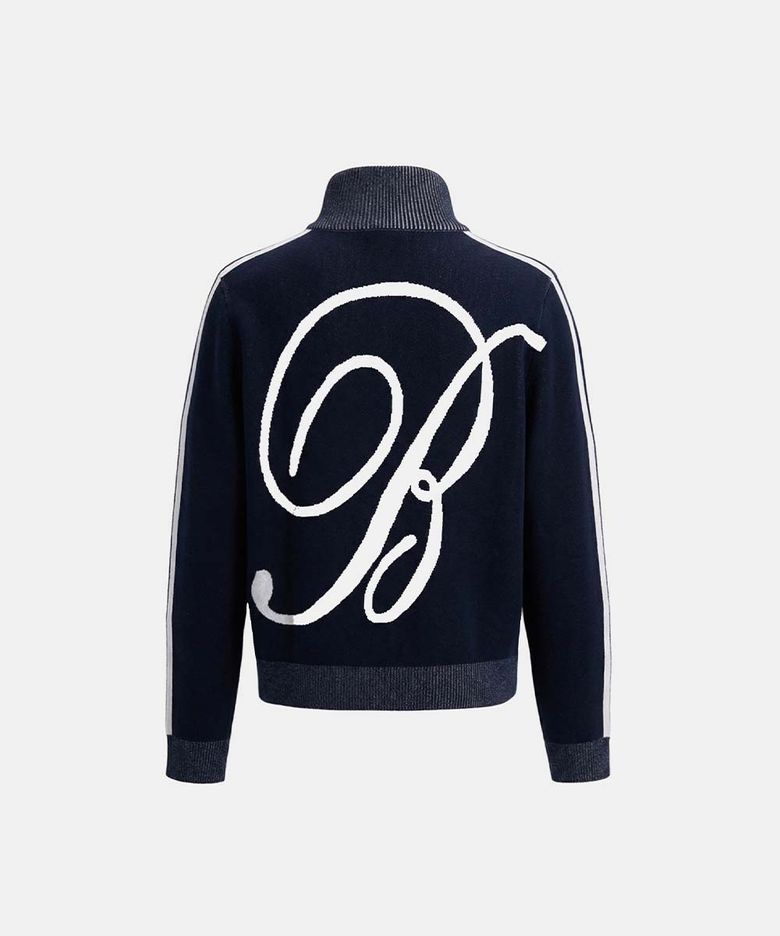 Big B Logo Full-Zip Knit Track Top - Navy Blue