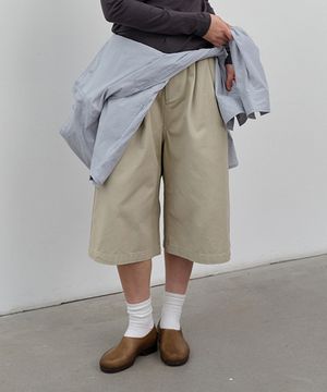 워시드 트윌 버뮤다 팬츠 Light Beige