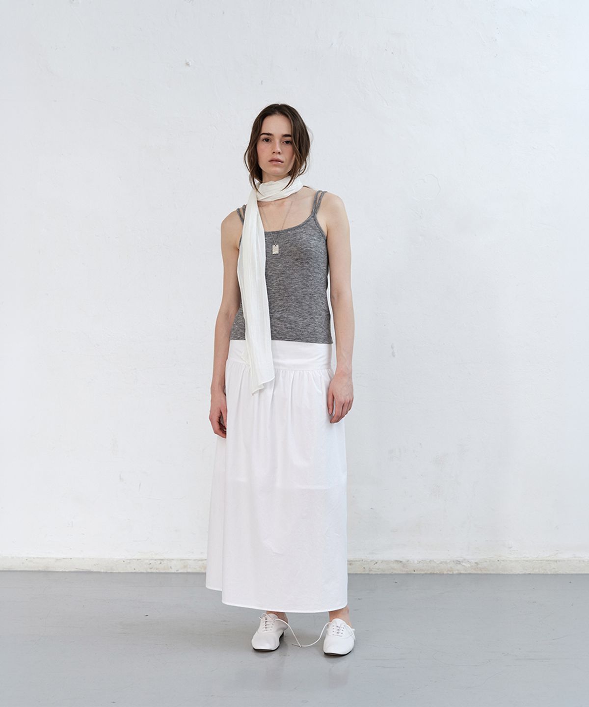 로우타이드(LOW TIDE) COTTON SHIRRING SKIRT [WHITE]