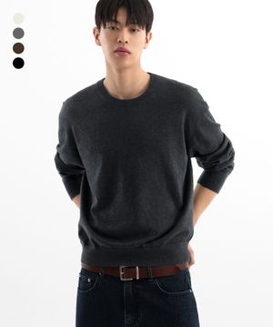 소프트 워셔블 크롭 라운드 니트 ( 4Color )