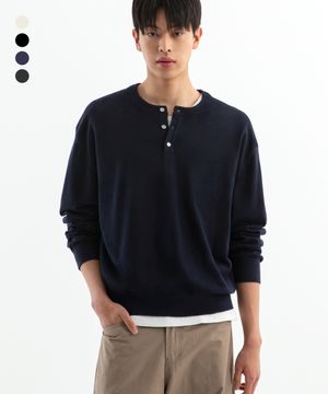 소프트 워셔블 크롭 헨리넥 니트 ( 4Color )