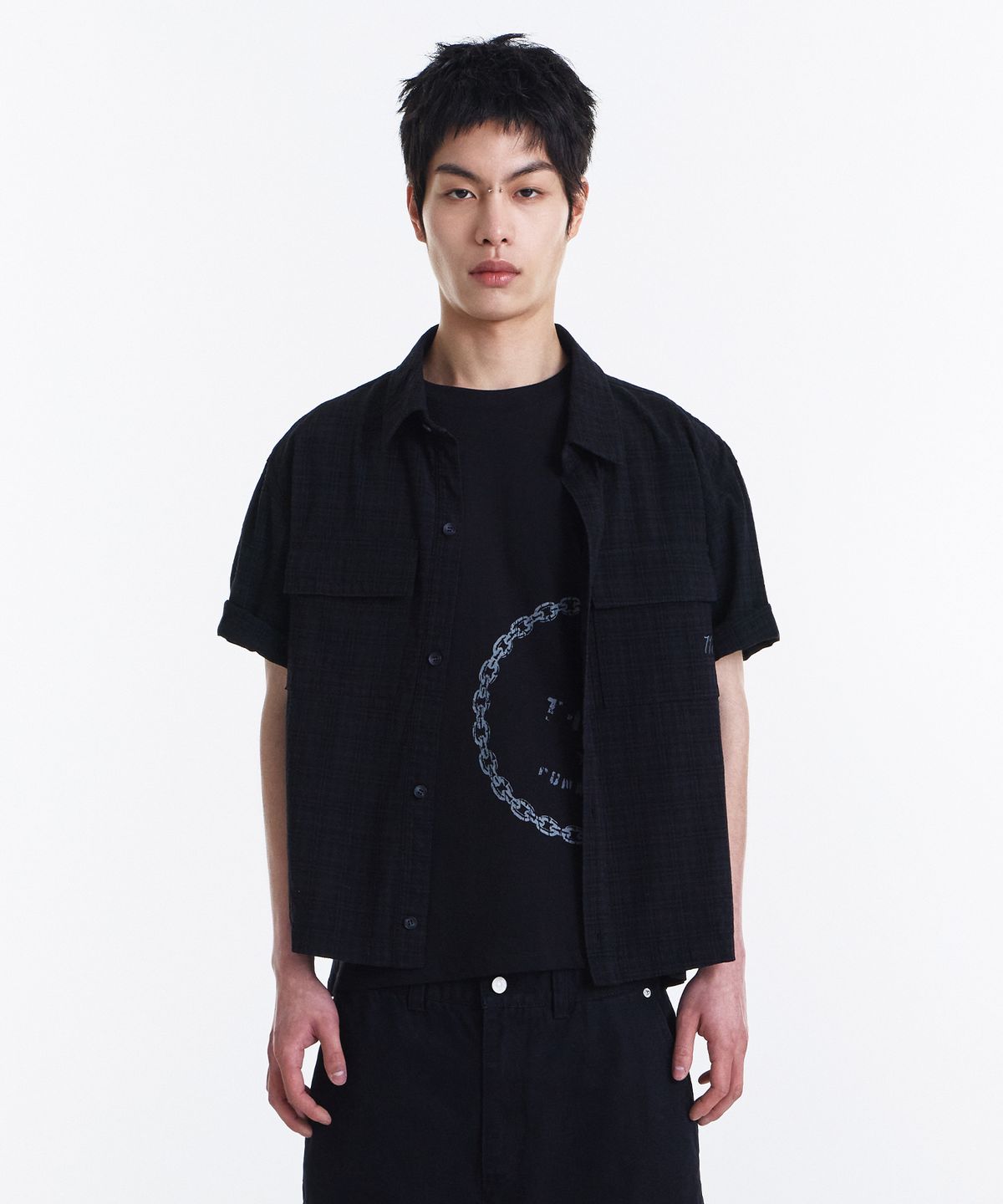 기철(KICHUL) Grain Crop Check Shirt (Black)
