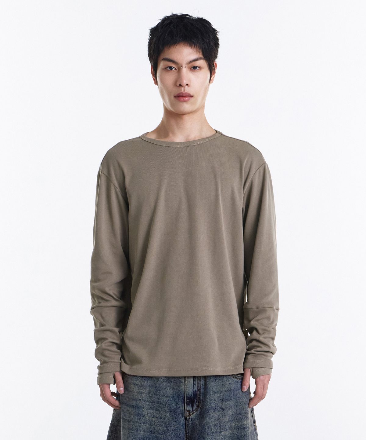 기철(KICHUL) Loop Overlayer Long sleeve (Beige)