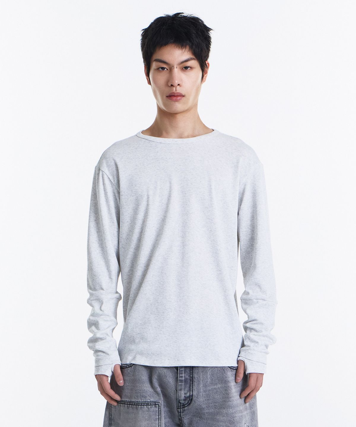 기철(KICHUL) Loop Overlayer Long sleeve (Melange White)
