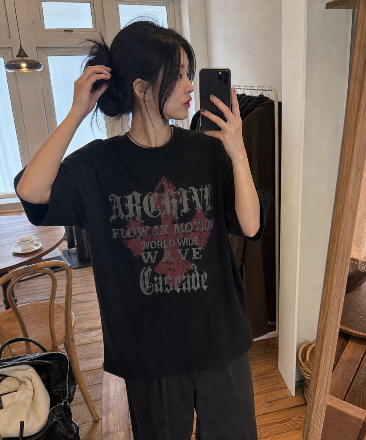 아이돈워너셀(IDWS) Wave Cross T-Shirt Black