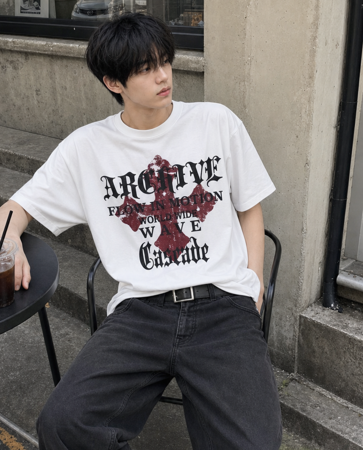 아이돈워너셀(IDWS) Wave Cross T-Shirt White