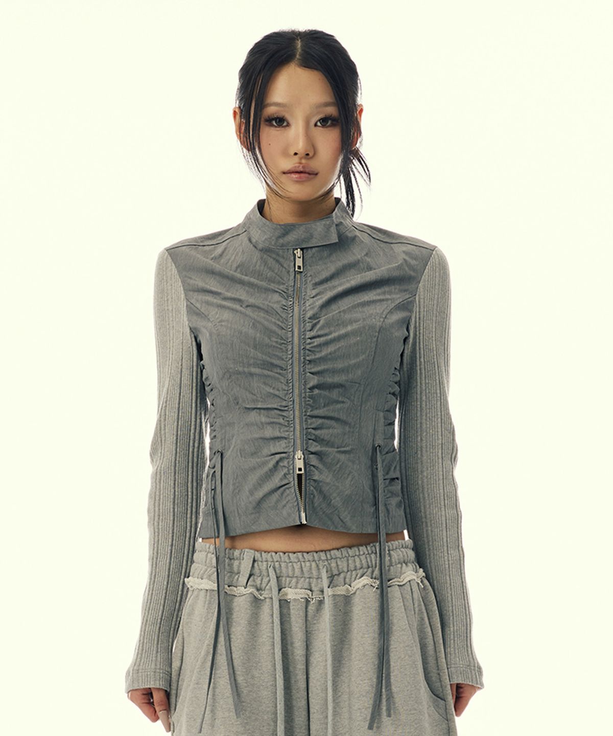 길라아카이브(GILAARCHIVE) SHIRRING NYLON STRING JACKET_GREY