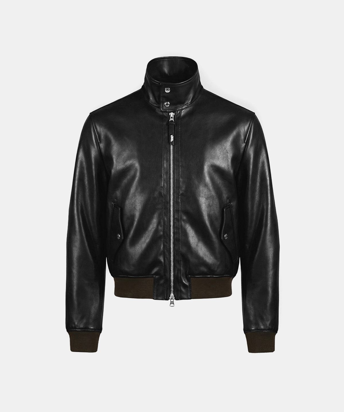 배드블러드(BADBLOOD) Leather High-Neck Jacket - Black