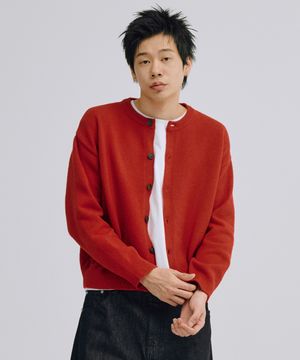에센셜 크롭 니트 가디건 (레드)