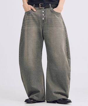 스모키 버튼플라이 데님팬츠 (스모키그레이)